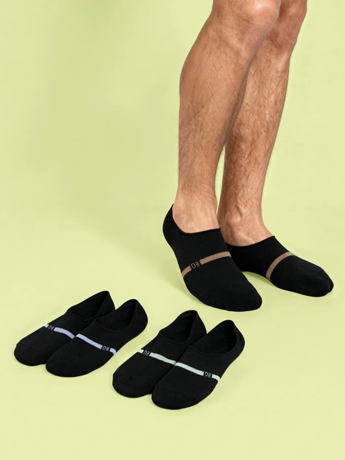 Bamboo Socks No Show Path Black, Snake Black, Sail Black