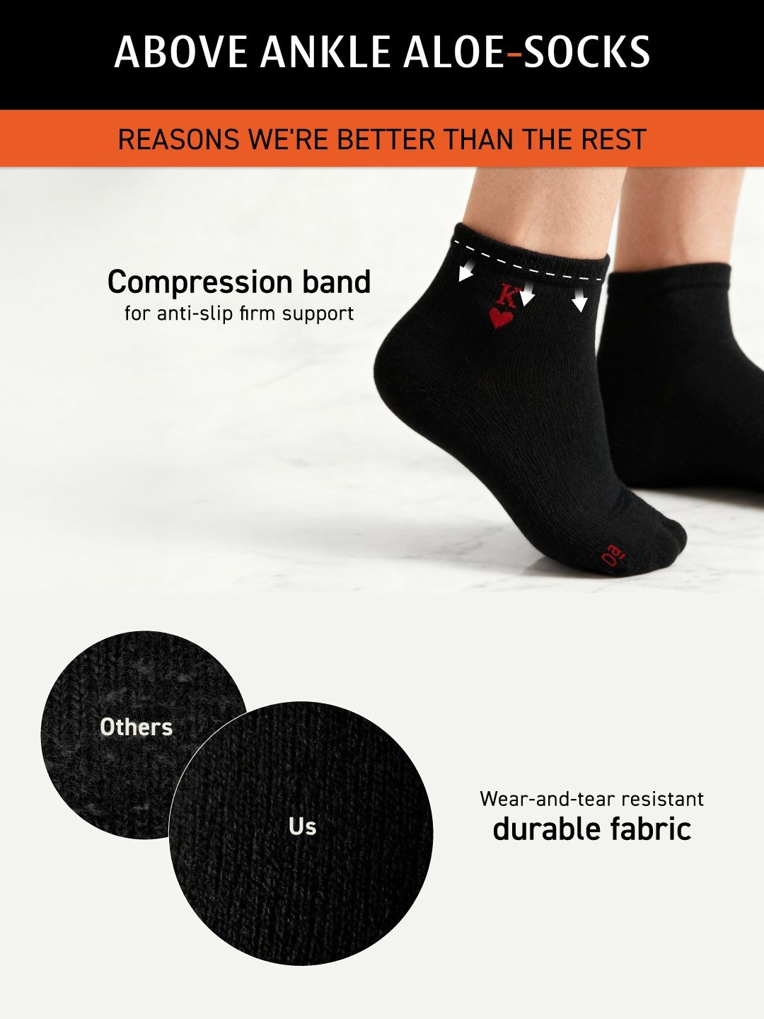 Aloe-Socks Above Ankle Socks Strike White, Accent White, Sail White
