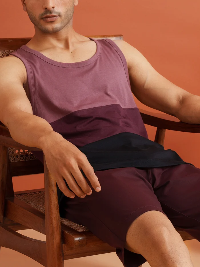 Fluid Casual Tank Tops Red & Black Splicing