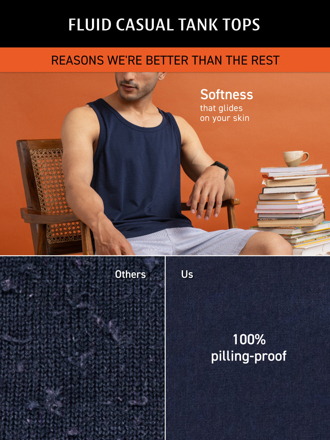 Shop Mens Fluid Casual Tank Top Steel Blue | DaMENSCH