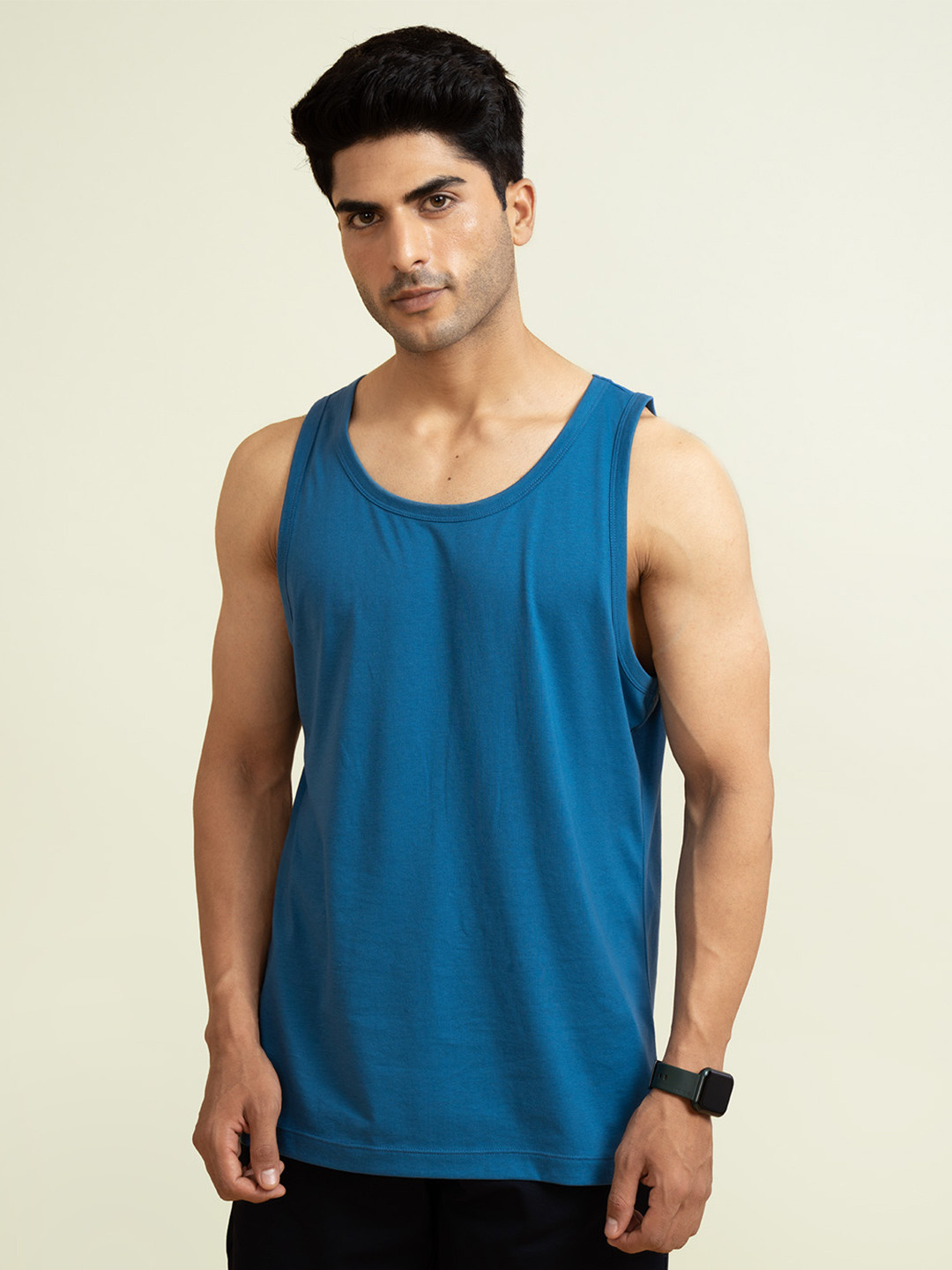 Shop Mens Fluid Casual Tank Top Steel Blue | DaMENSCH