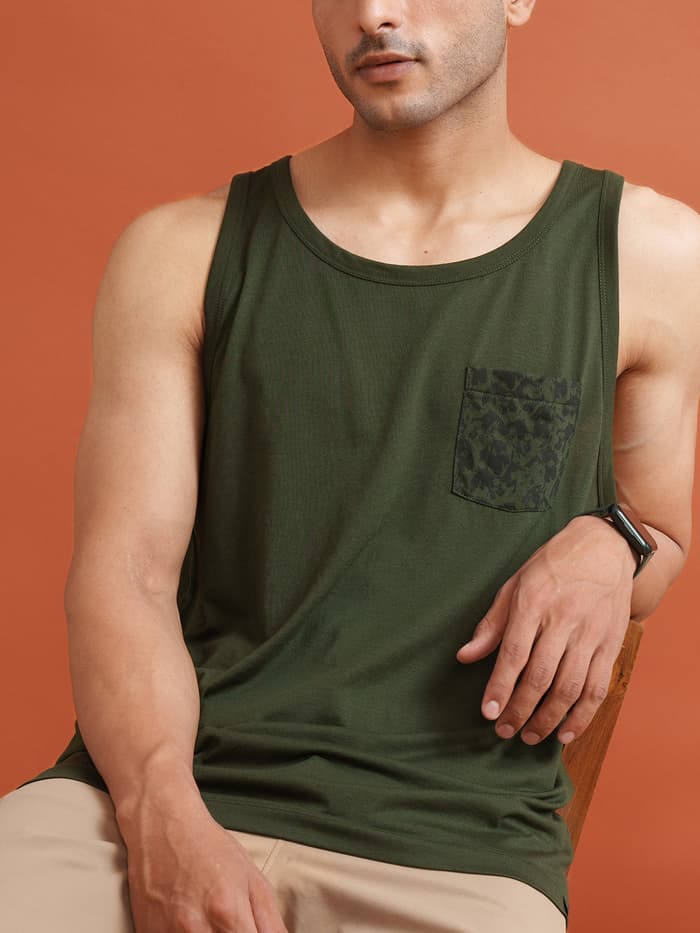 Fluid Casual Tank Tops Military Green