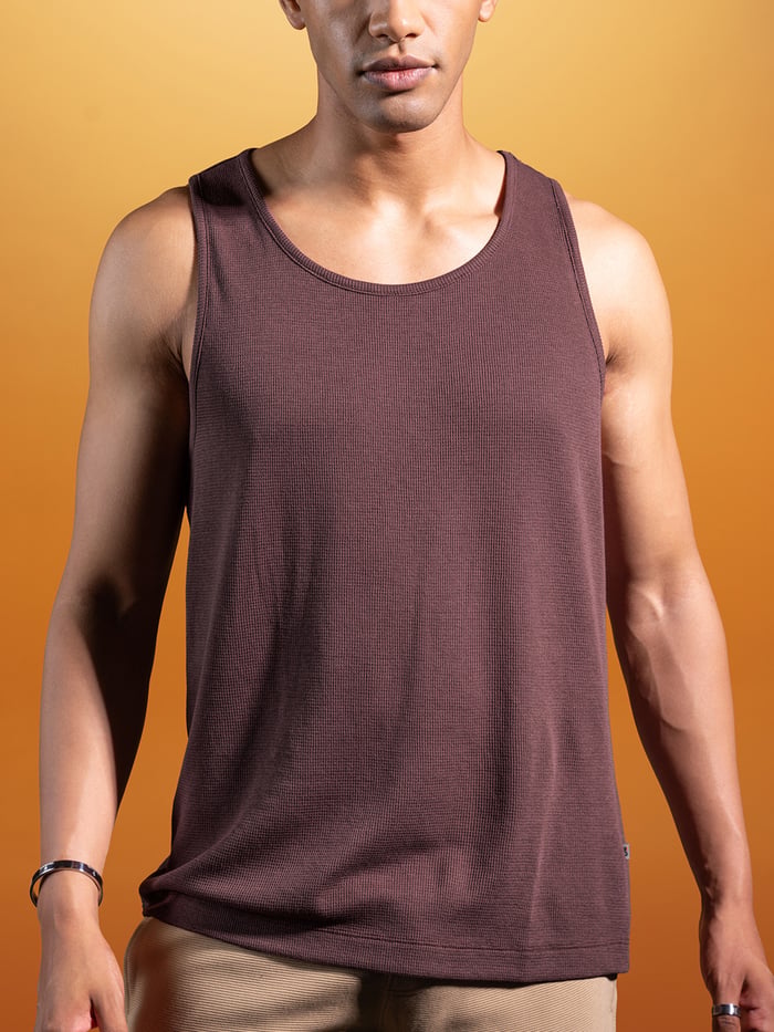 Statement Waffle Tank Top Vintage Wine