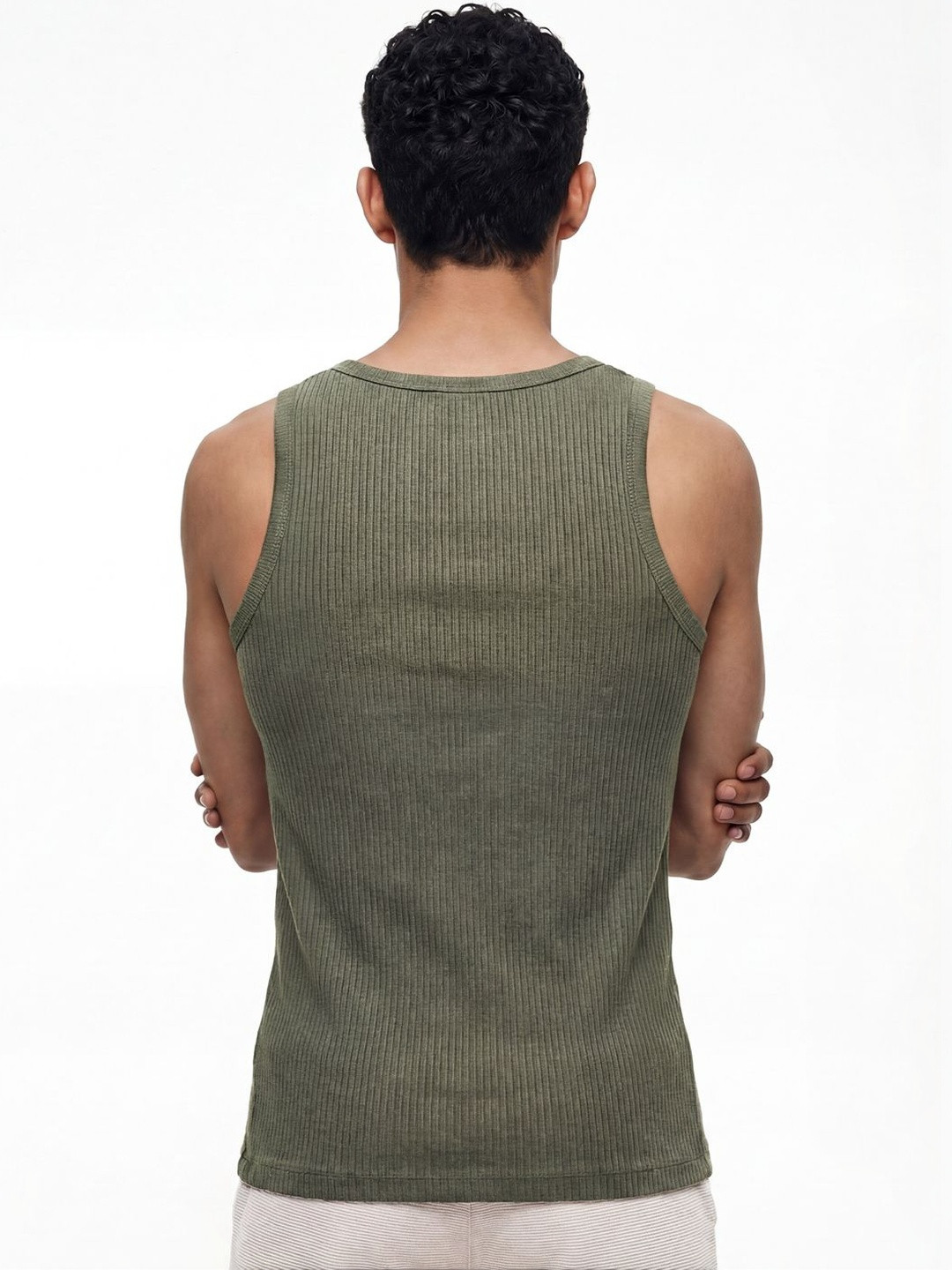 Ribbed Tank Top Khaki Green