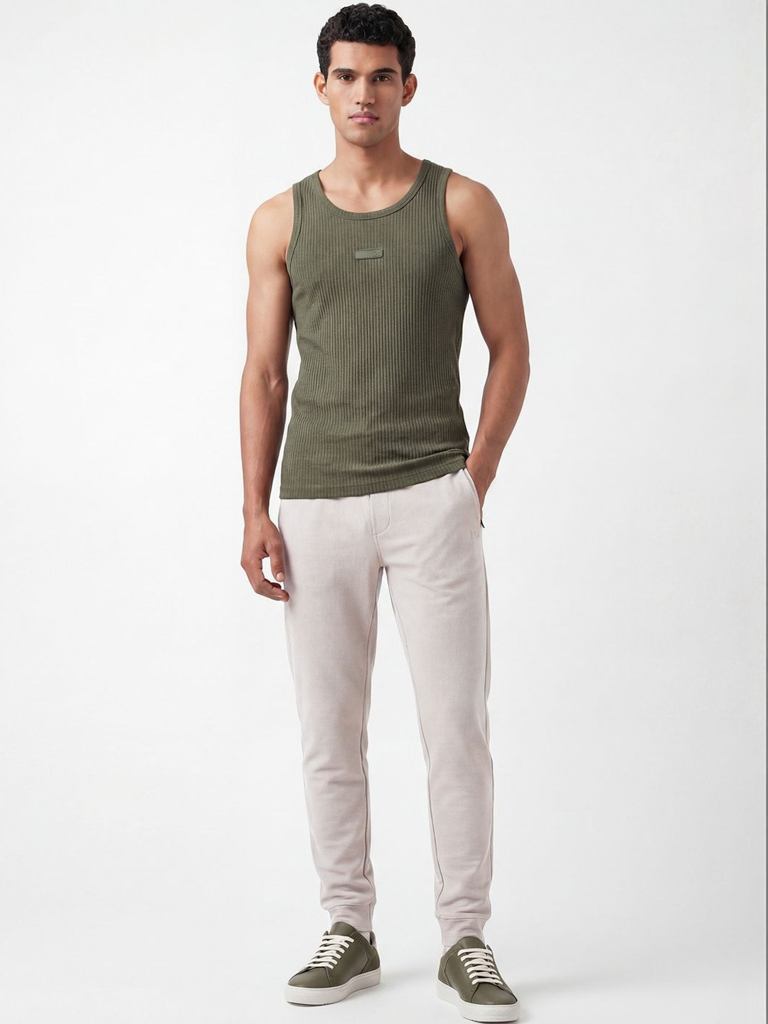 Ribbed Tank Top Khaki Green