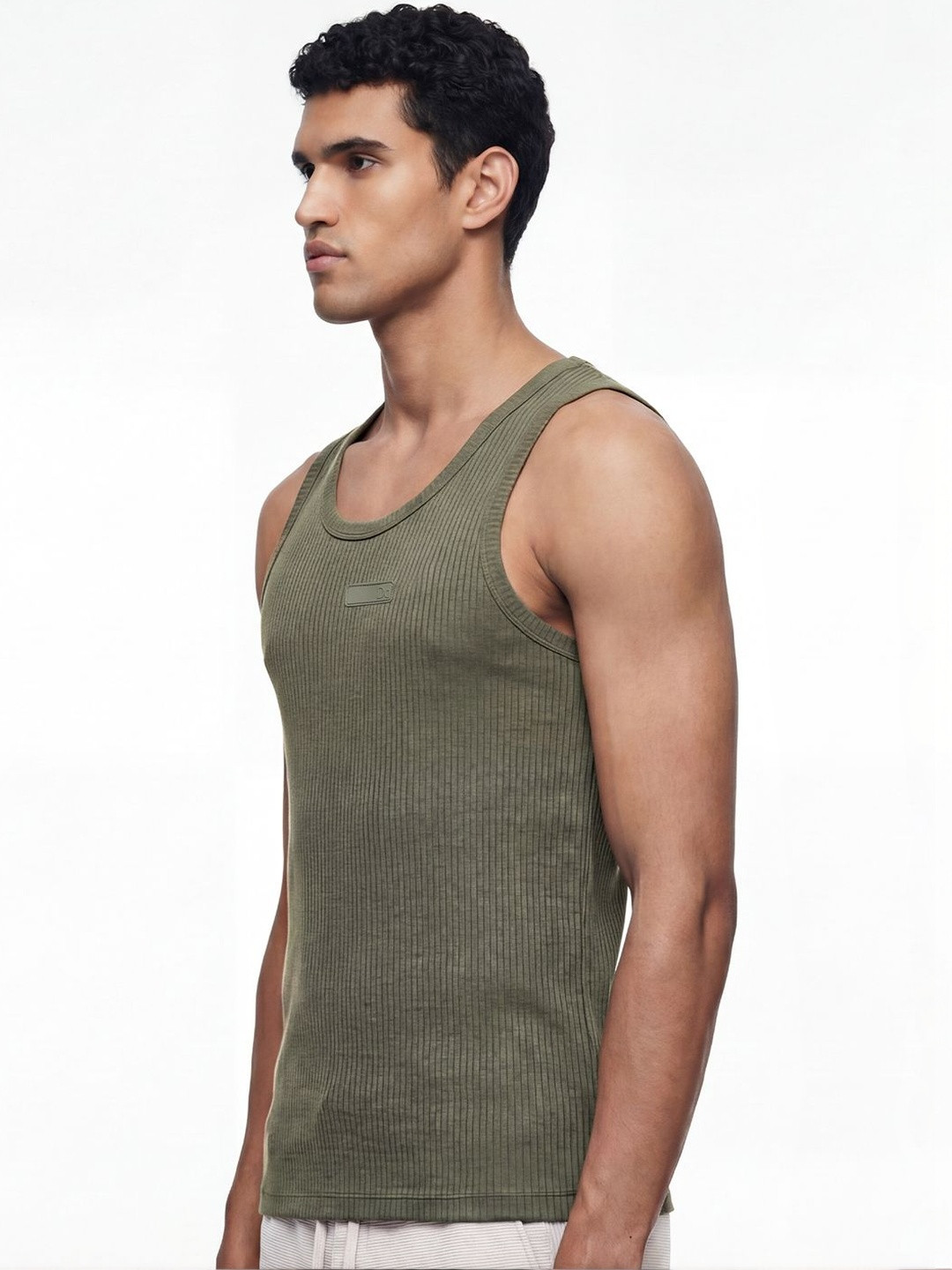 Ribbed Tank Top Khaki Green