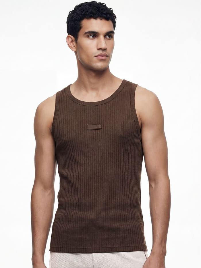 Ribbed Tank Top Timber Brown