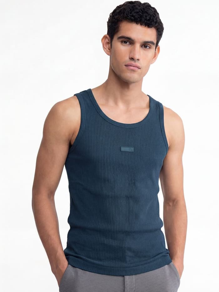 Ribbed Tank Top Walk Blue