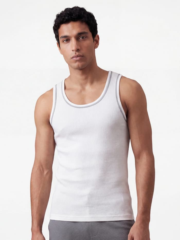 Contrast Stitch Ribbed Tank Top