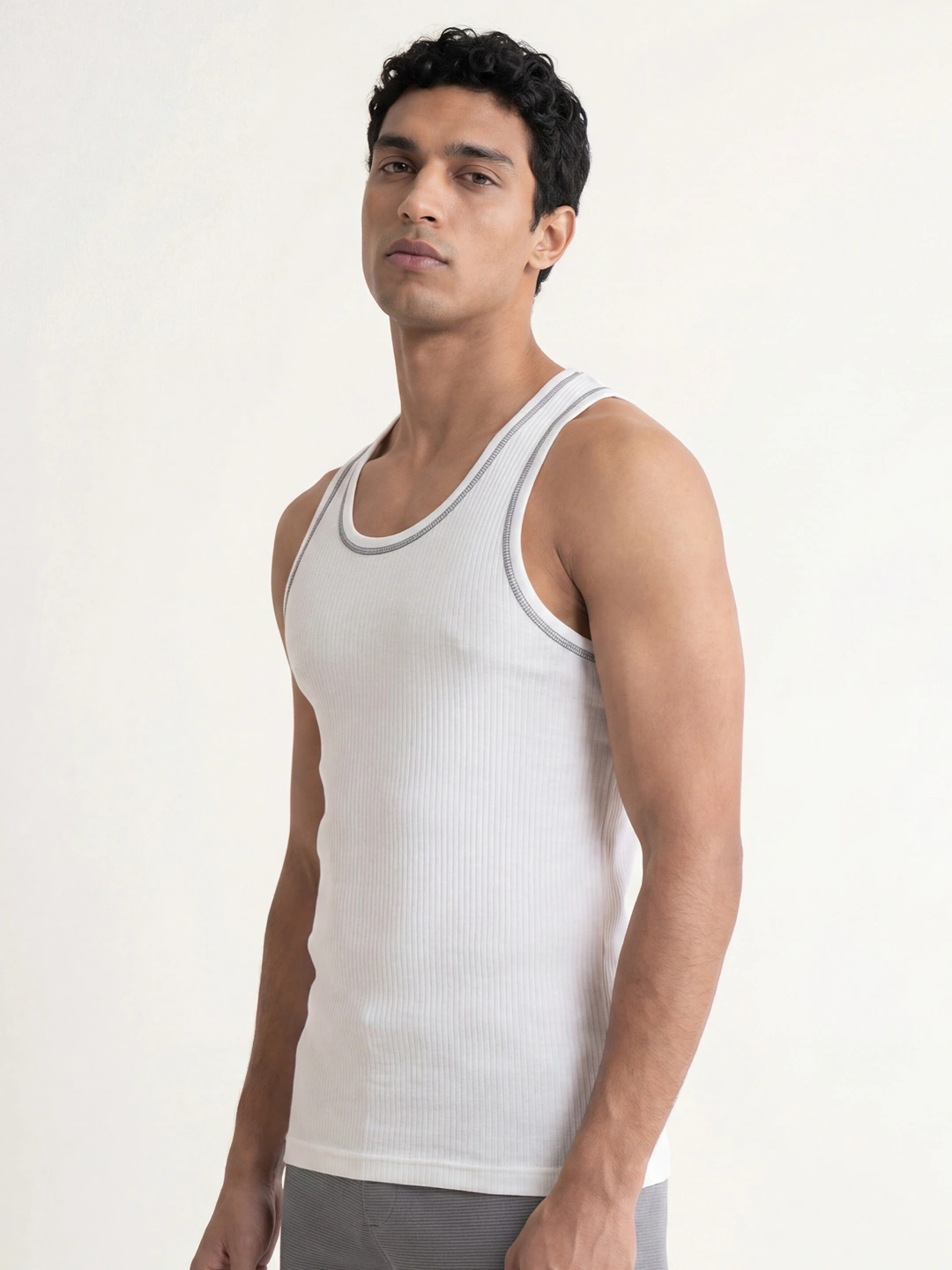 Contrast Stitch Ribbed Tank Top