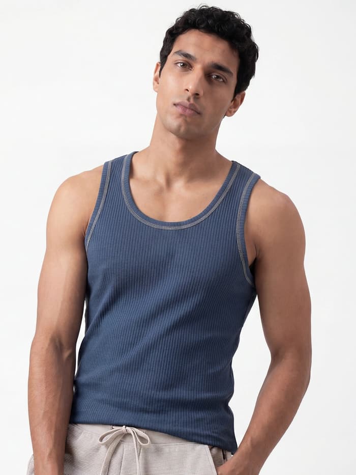 Contrast Stitch Ribbed Tank Top