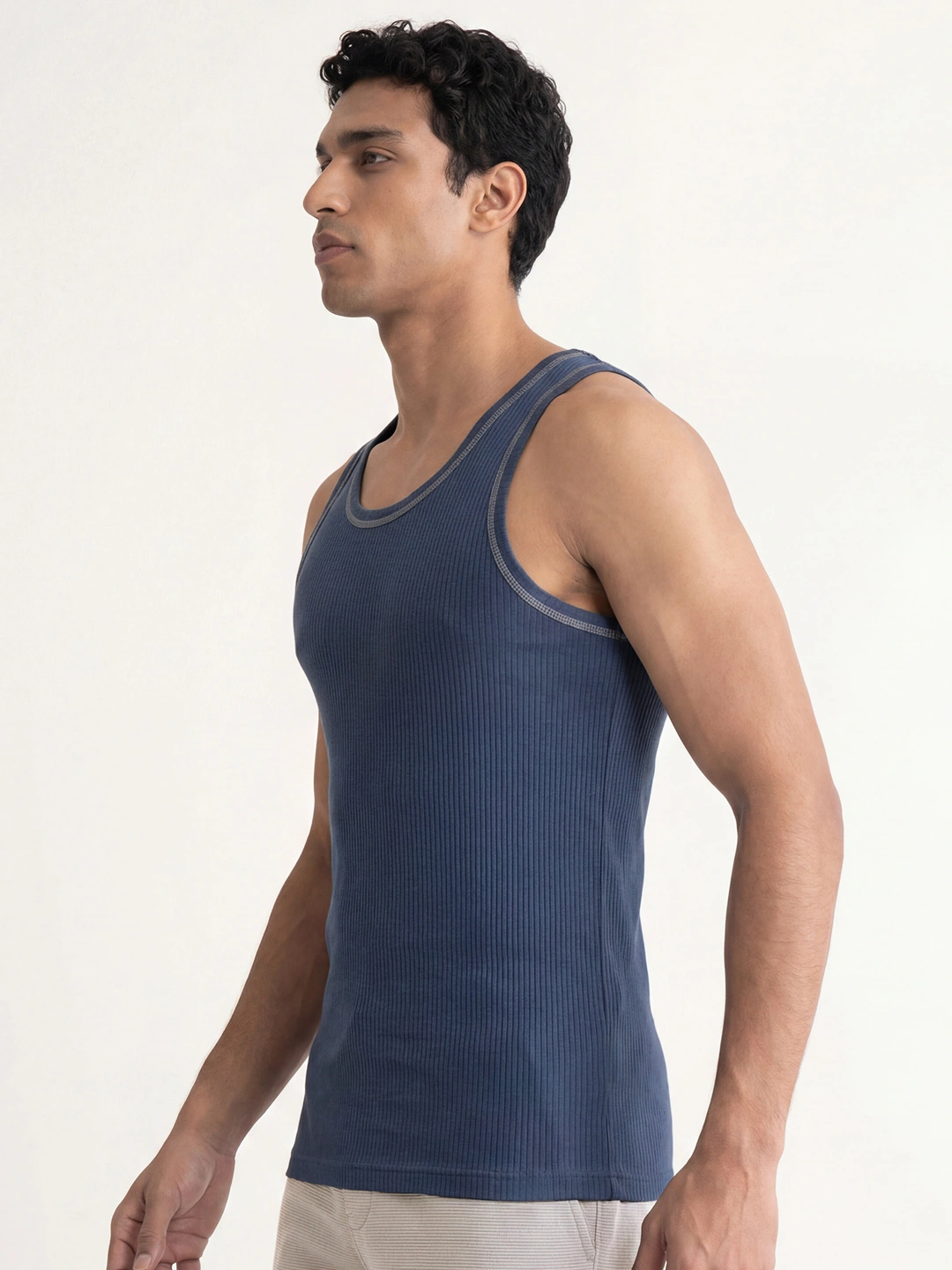 Contrast Stitch Ribbed Tank Top