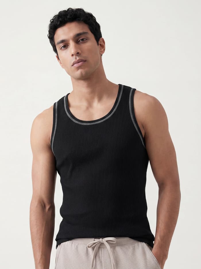Contrast Stitch Ribbed Tank Top