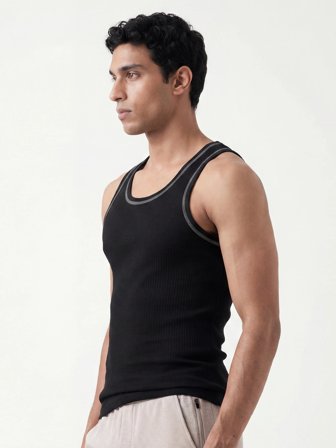 Contrast Stitch Ribbed Tank Top