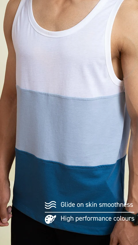 Fluid Casual Tank Tops Blue & White Splicing