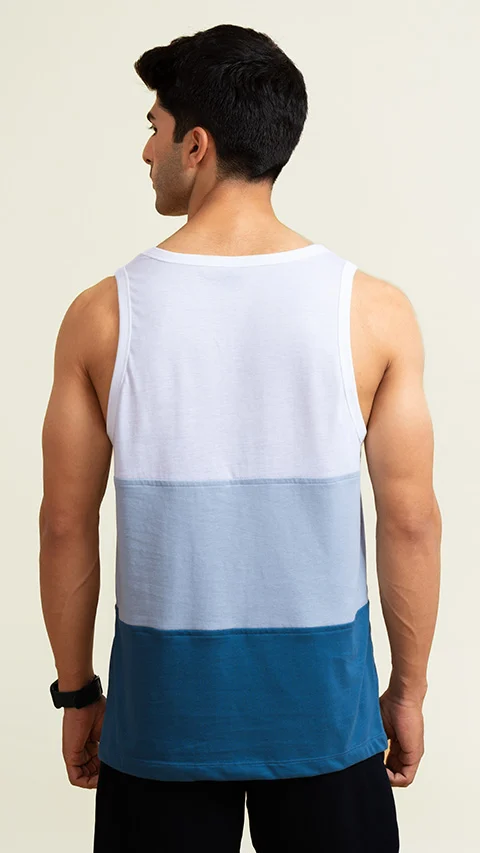 Fluid Casual Tank Tops Blue & White Splicing