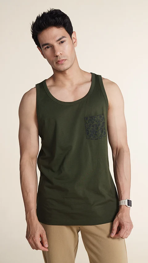 Fluid Casual Tank Tops Military Green