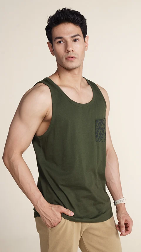 Fluid Casual Tank Tops Military Green