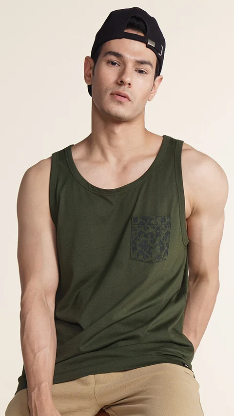 Fluid Casual Tank Tops Military Green