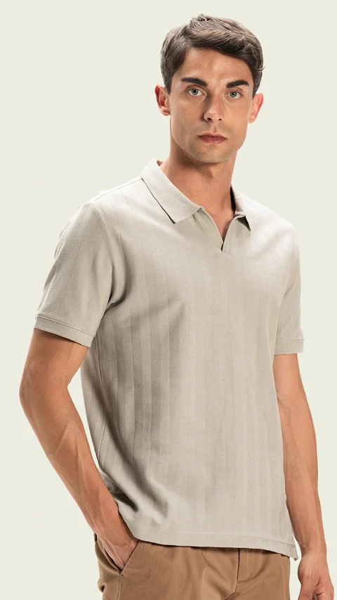 Statement Textured Polo T-Shirt Gentle Gray