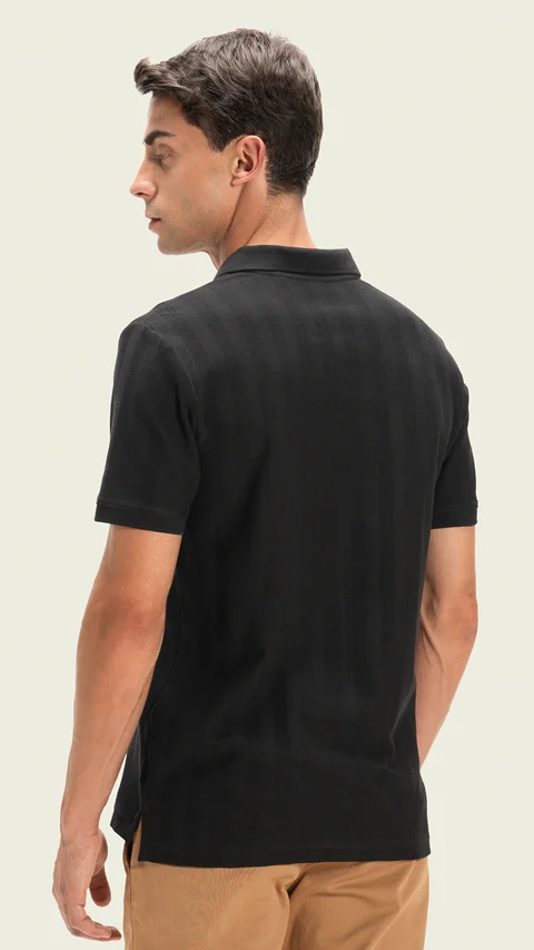 Statement Textured Polo T-Shirt Phantom Black