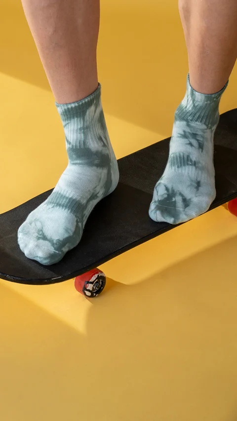 Statement Tie-Dye Above Ankle Socks- Green Galaxy