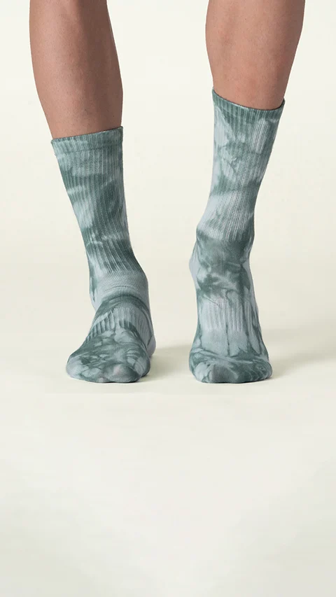 Statement Tie-Dye Calf Length Socks- Green Galaxy