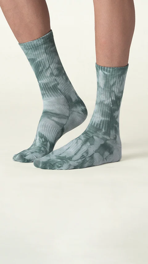 Statement Tie-Dye Calf Length Socks- Green Galaxy