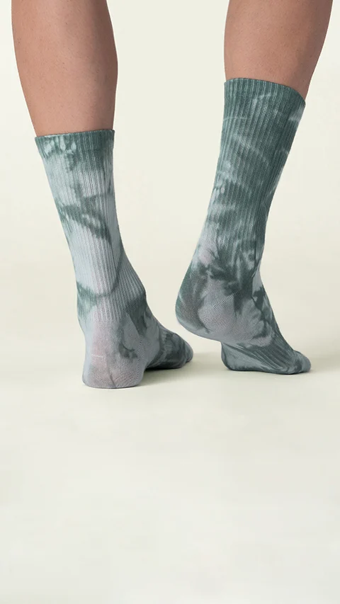 Statement Tie-Dye Calf Length Socks- Green Galaxy