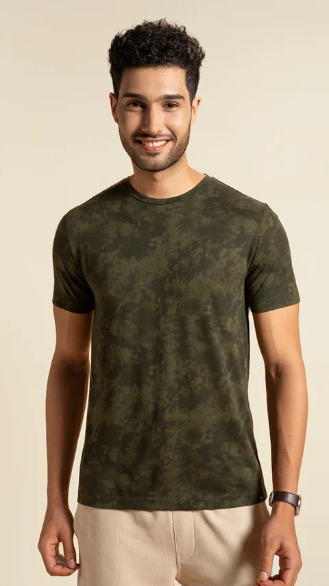Breeeze Ultra-Light Tie-Dye T-Shirt Battle Green