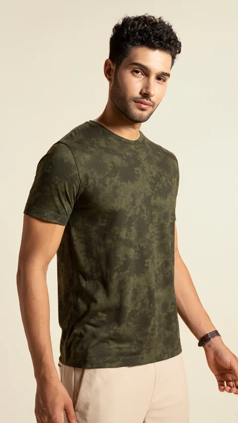 Breeeze Ultra-Light Tie-Dye T-Shirt Battle Green