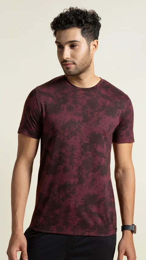 Breeeze Ultra-Light Tie-Dye T-Shirt Hippie Maroon