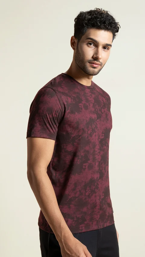 Breeeze Ultra-Light Tie-Dye T-Shirt Hippie Maroon