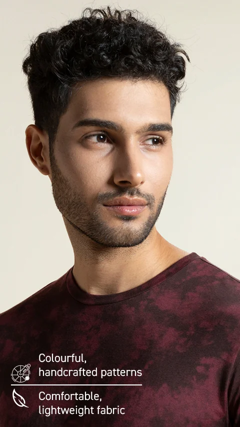 Breeeze Ultra-Light Tie-Dye T-Shirt Hippie Maroon