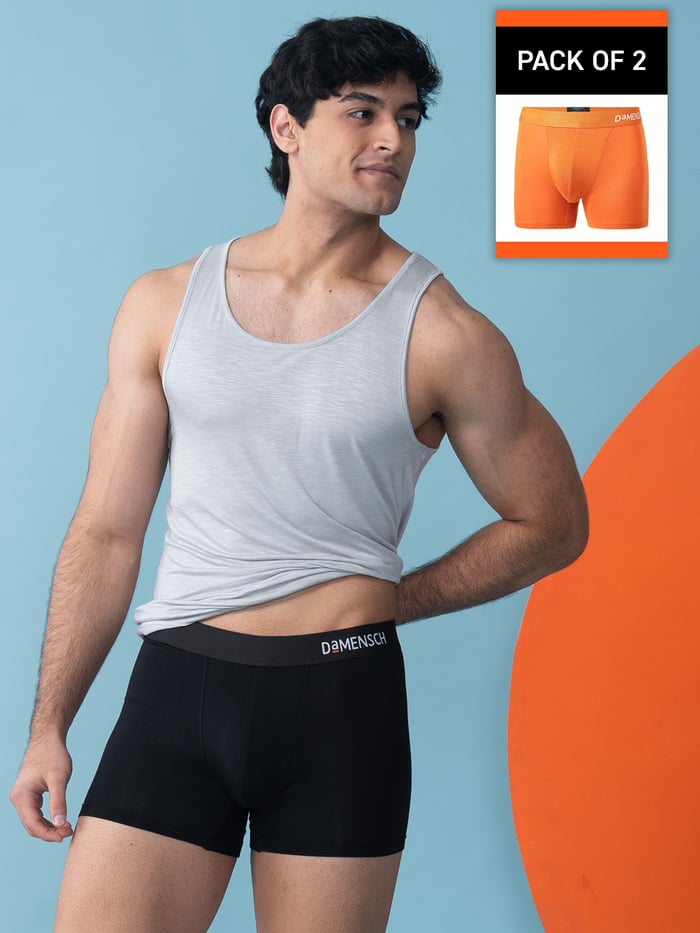 Value-Deal Deo-Soft Trunks Complete Black, Gold Flame