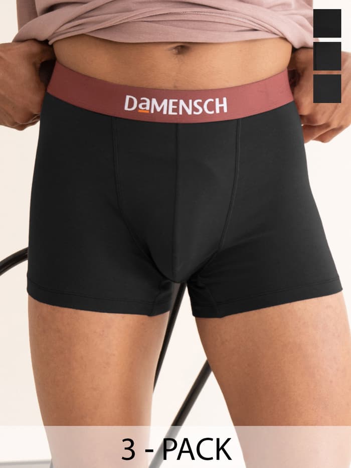 Value Deal Deo-Cotton Trunks- Brick Black, Hazy Black, Ivy Black