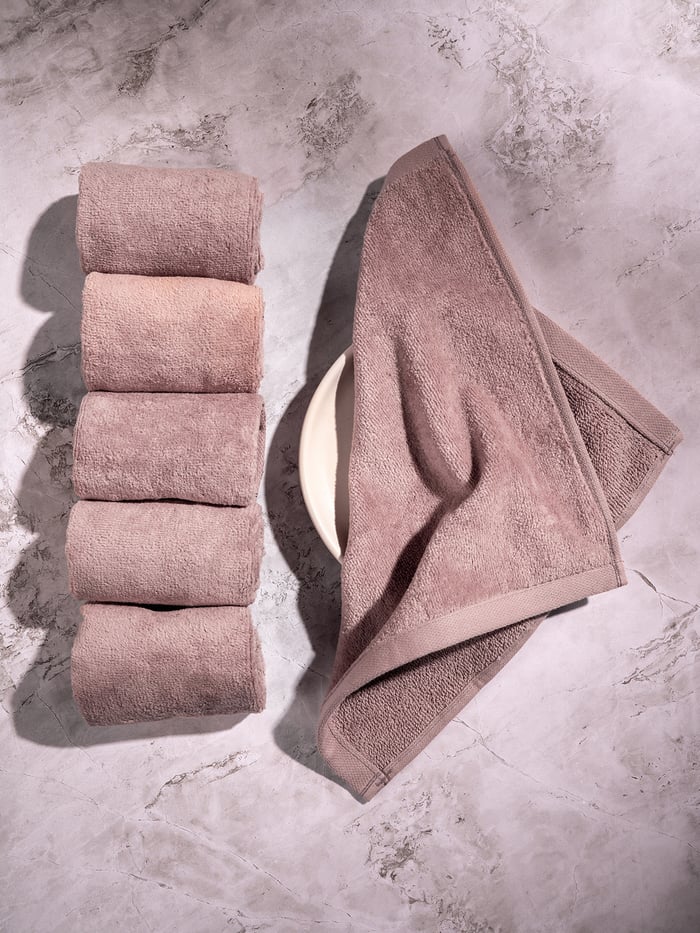 Better-Basic Face Towels- Pack Of 6 (Dusty Pink)