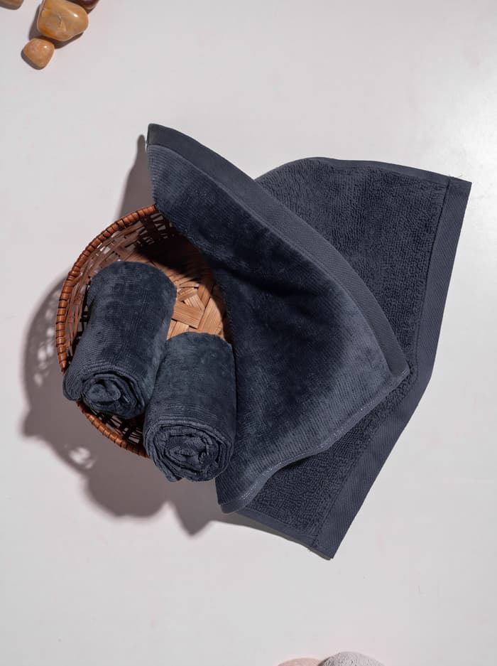 Ripple - Soft Face Towel Virtual Pack of 3 Twilight Grey FREE SIZE