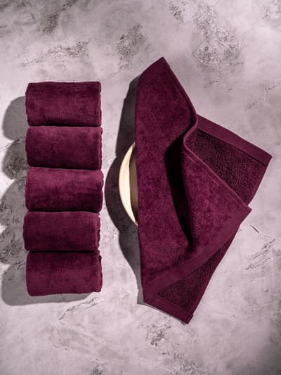 Better-Basic Face Towels- Pack Of 6 (Midday Maroon)