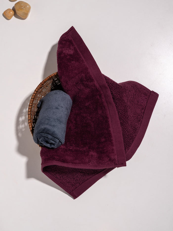 Better-Basic Face Towels- Pack Of 2 (Midday Maroon, Twilight Grey)