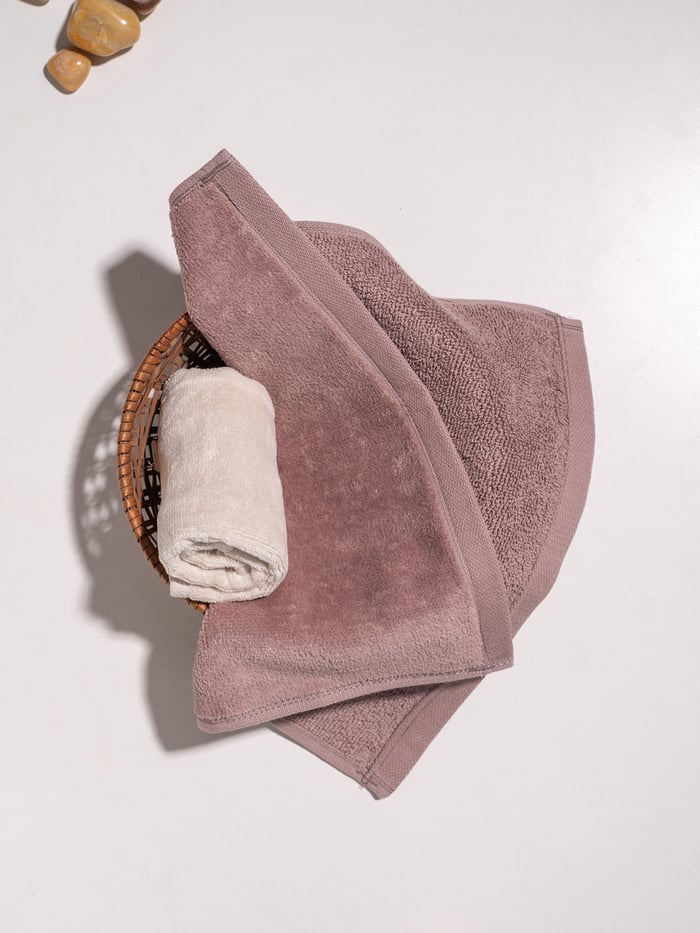 Better-Basic Face Towels- Pack Of 2 (Serene Beige, Dusty Pink)
