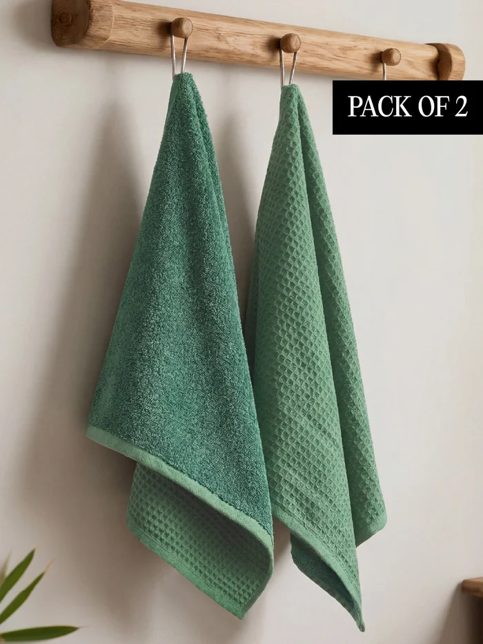 Bamboo Waffle Hand Towel Forest Green