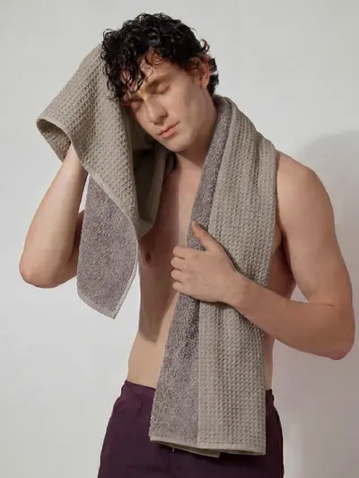 Bamboo Waffle Bath Towel Reed Beige
