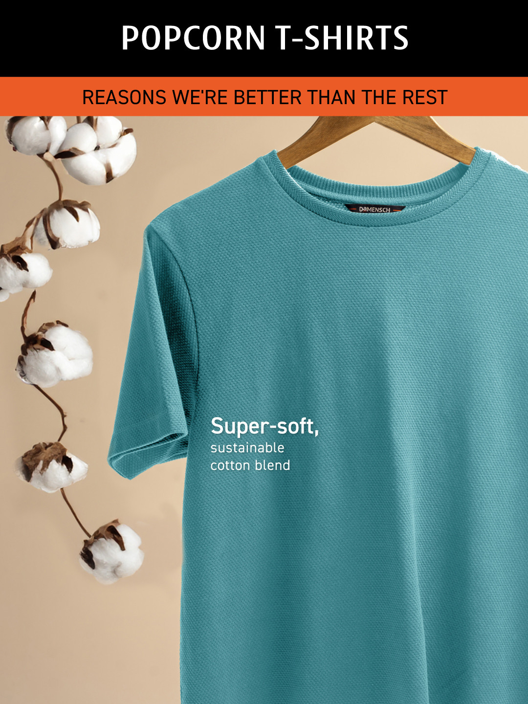 DaMENSCH Statement Popcorn Textured Casual Tee Caramel Brown