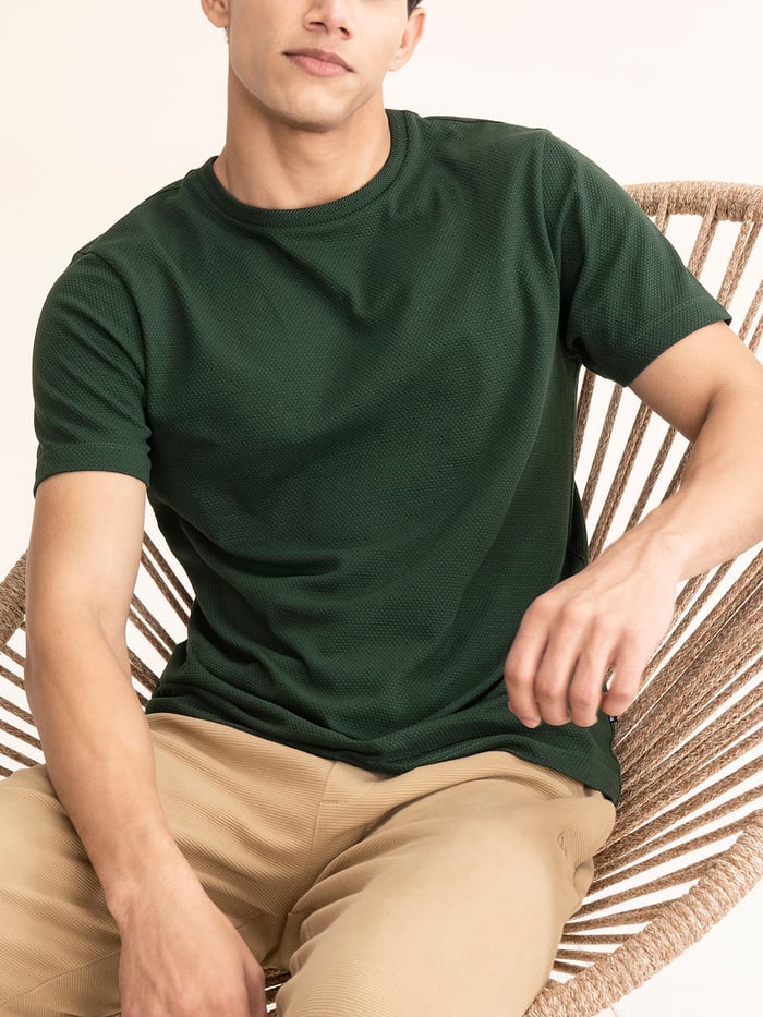 Statement Popcorn Textured Casual Tees Mountain View