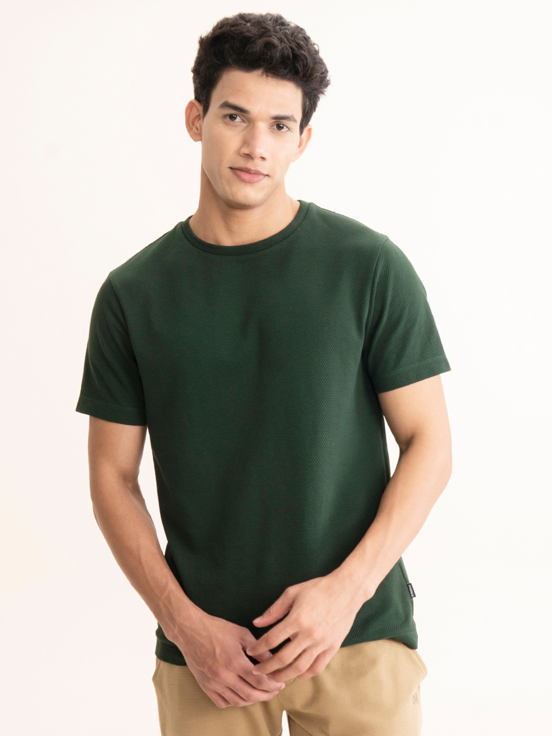 Statement Popcorn Textured Casual Tees Mountain View