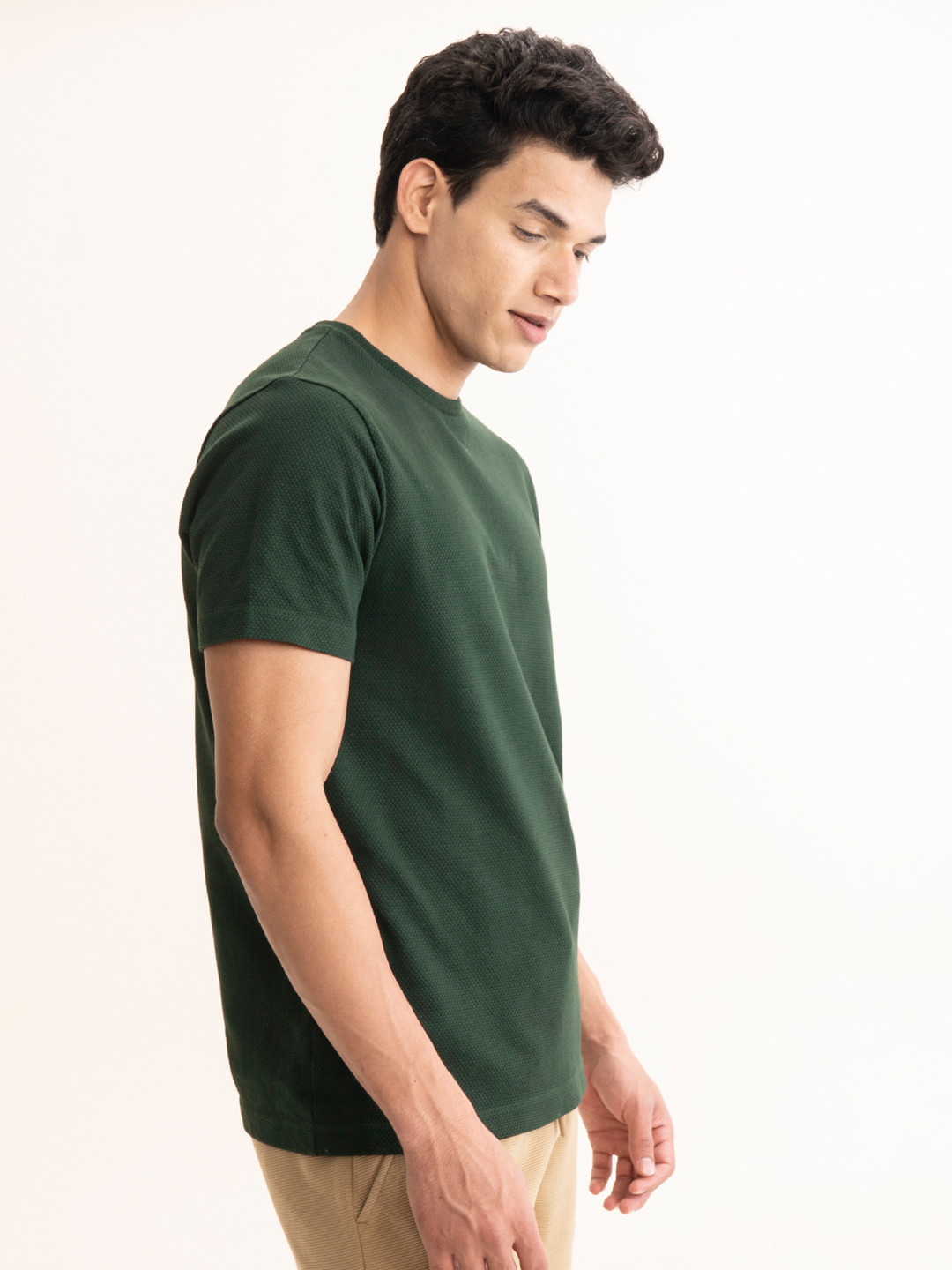 Statement Popcorn Textured Casual Tees Mountain View