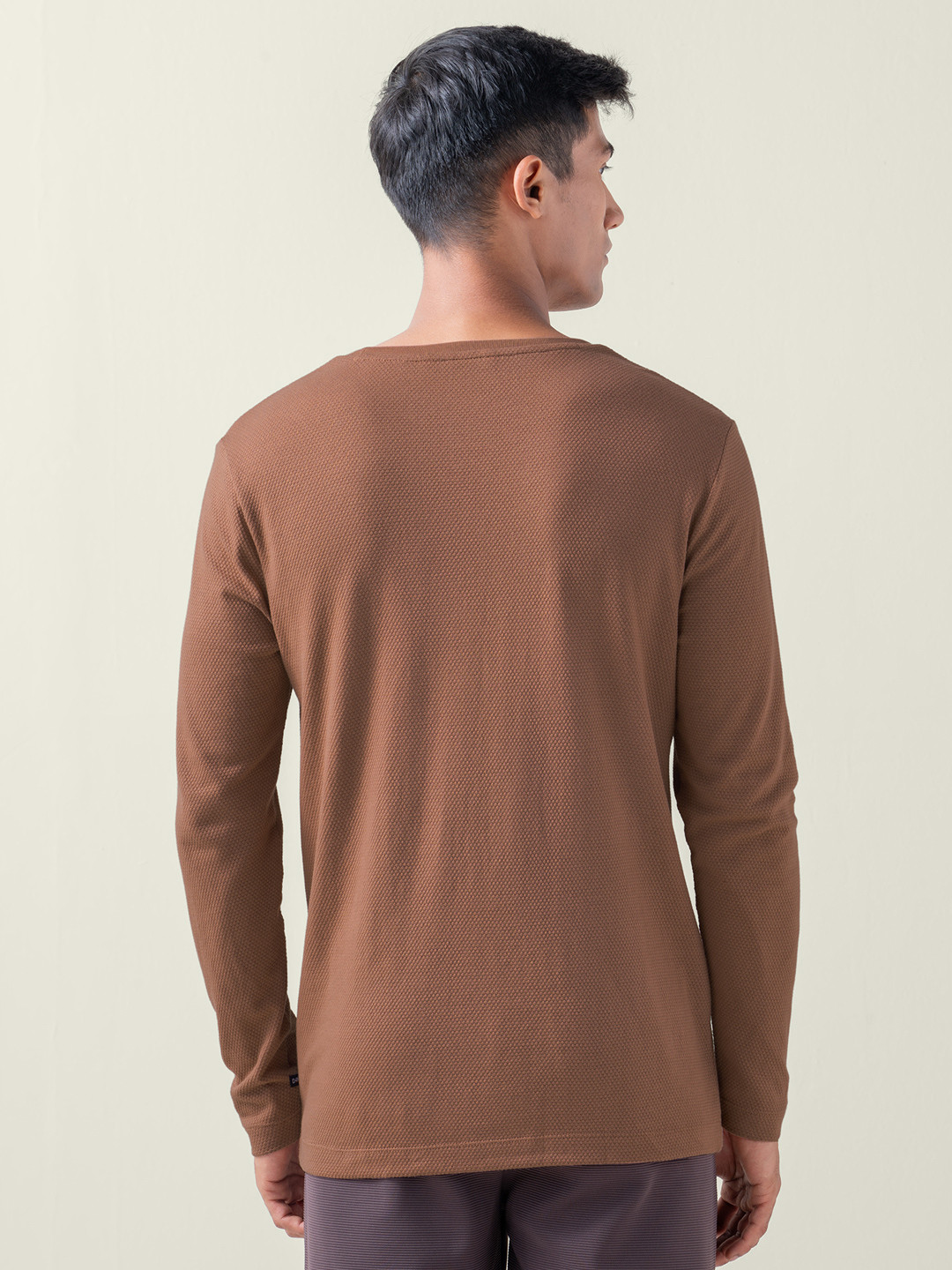 Statement Popcorn Textured Casual Tees Milky Brown