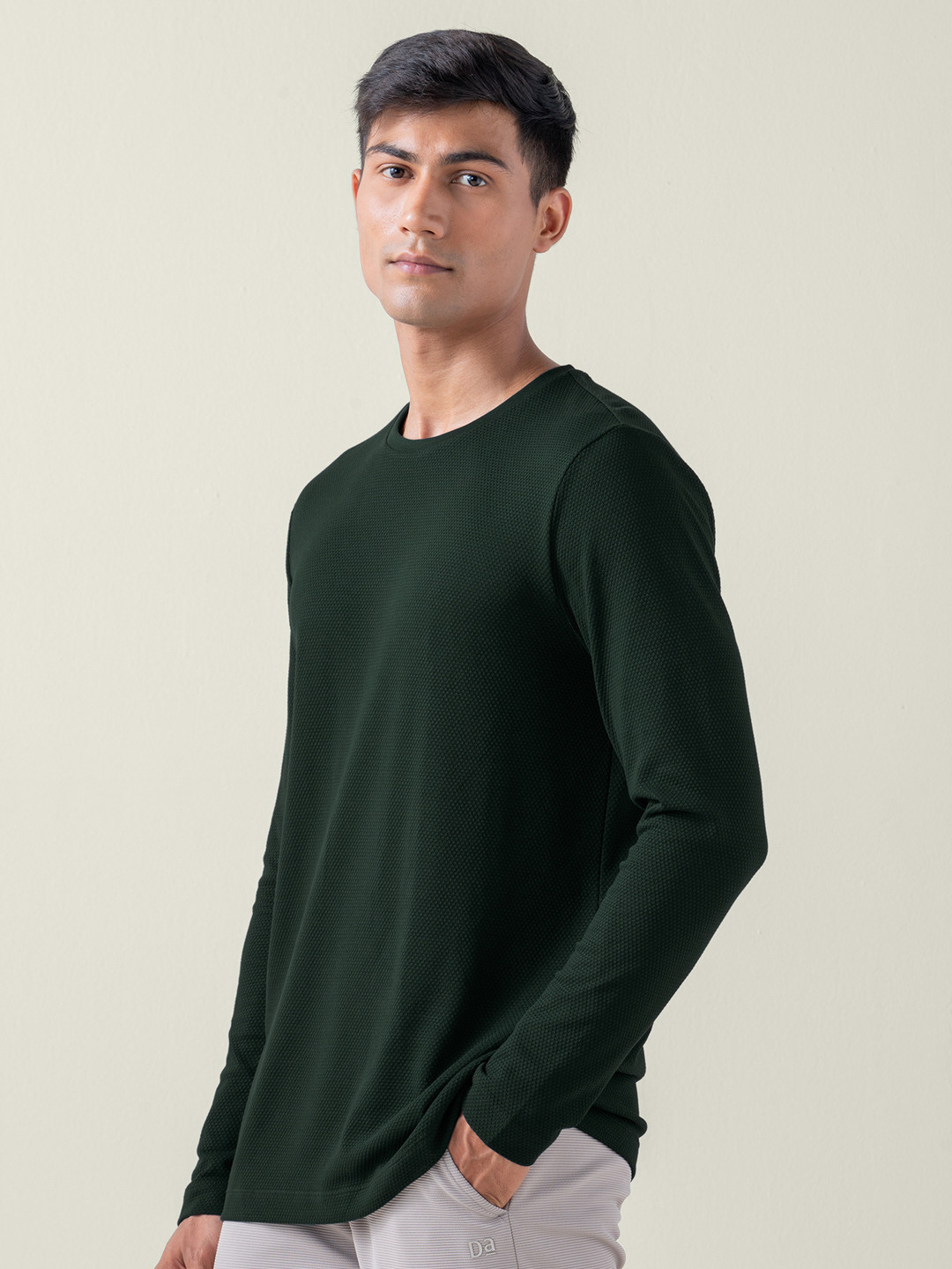 Statement Popcorn Textured Casual Tees Pine Green