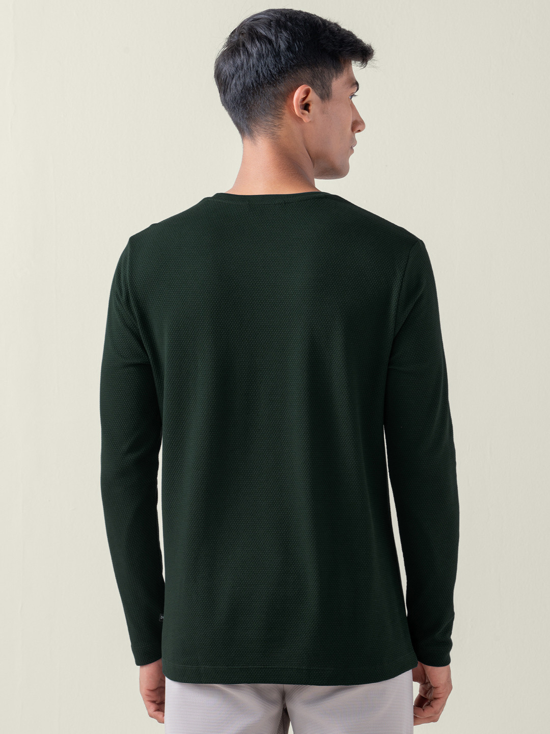 Statement Popcorn Textured Casual Tees Pine Green